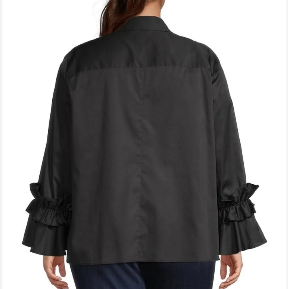 HARSHMAN Black Ruffle Sleeve Selina Shirt - Picture 3 of 9
